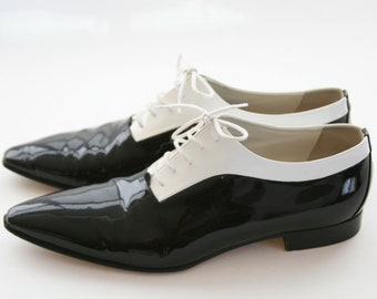 Fratelli Rossetti Tuxedo Shoes - Patent Leather Black and White - Size 7