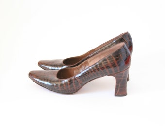 Andrew Geller - Brown Alligator Heels - Size 8 or 85 - Cute