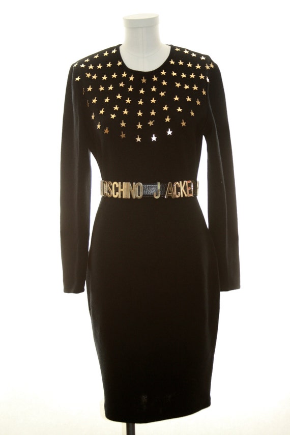 Star Studded LBD Black Dress by Kathryn Conover Vintage Wool | Etsy