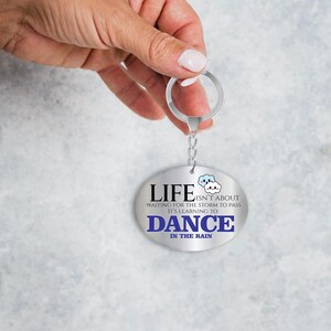 Dance in the Rain Inspirational Keychain – Motivational Gift for Women, Positive Quote Keychain, Personalized Keepsake, Cute Cloud Keyring