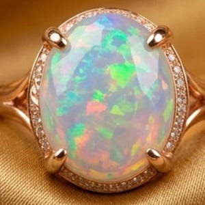 Antique Fire Opal Oval Diamond Women's Ring, 14K Rose Gold & Sterling Silver Handmade Vintage Jewelry, Gift for Her, Elegant Engagement Ring