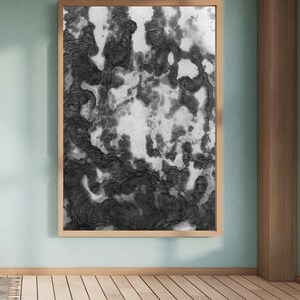 Multiverse – Mountains and Labyrinth. Prints, Modern Abstract Art in Black and White Tones, Contemporary Artwork, Minimalist Decor.
