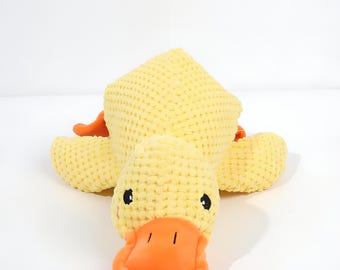 Squeaky Plush Duck Dog Toy, Crinkle Textured Pet Chew Toy for Puppy Teething, Interactive Yellow Duck Dog Toy for Dogs, Gift for Pets