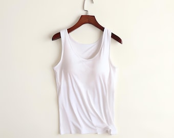Nahtloses Basic-Tanktop mit integriertem BH, weiches, dehnbares Trägertop zum Drunterziehen, ärmelloses Must-have für jeden Tag
