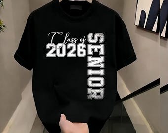 Graduation 2026 Senior 26 Graduate Class of 2026 T-Shirt Casual Crew Neck Tee Graduation short sleeved shirt adult top unisex clothing