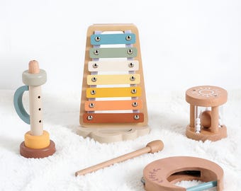 Montessori Wooden Musical Instrument Set|Neutral Baby Music Toys,Toddler Percussion Toy,Safe Non-Toxic Natural Wood,Educational Toy for Kids