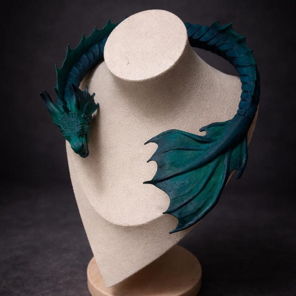 Aquatic Dragon Torque - Fantasy Dragon Necklace - Medieval Dragon Jewelry - Fantasy Torque Made But - Fantasy Cosplay Necklace