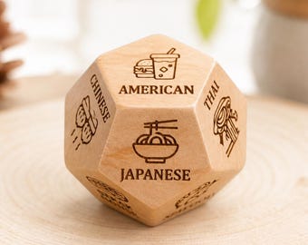Food Decision Dice for Dad, What to Eat Dice, Funny Father’s Day Gift, Dinner Picker, Wooden Food Choice Dice for Him