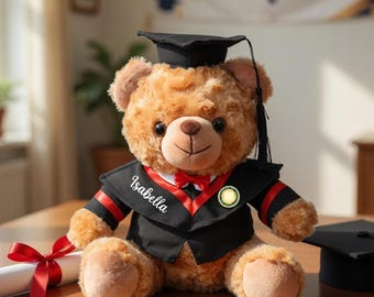 Personalized Graduation Teddy Bear, Class of 2026 Gift, Custom Name Grad Bear, Cute Graduation Plush Keepsake