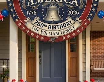 Guirnalda personalizada de la Campana de la Libertad para el 250 aniversario de Estados Unidos, bandera patriótica plisada en forma de abanico (1776-2026), decoración para el porche exterior del 4 de julio.
