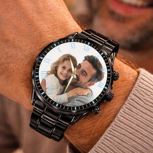 Personalized Watch with Picture – Gift for Dad, Family Memory Timepiece