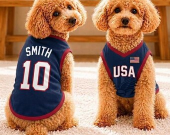 USA Soccer Dog Jersey - Custom  Pet Apparel - Personalized American Football Shirt - Custom Pet Name & Number - Gift for Sports Fan