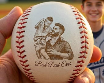 Personalized Laser Engraved Baseball Gift for Dad, Custom Father Son Baseball, Best Dad Ever Father’s Day Keepsake Ball