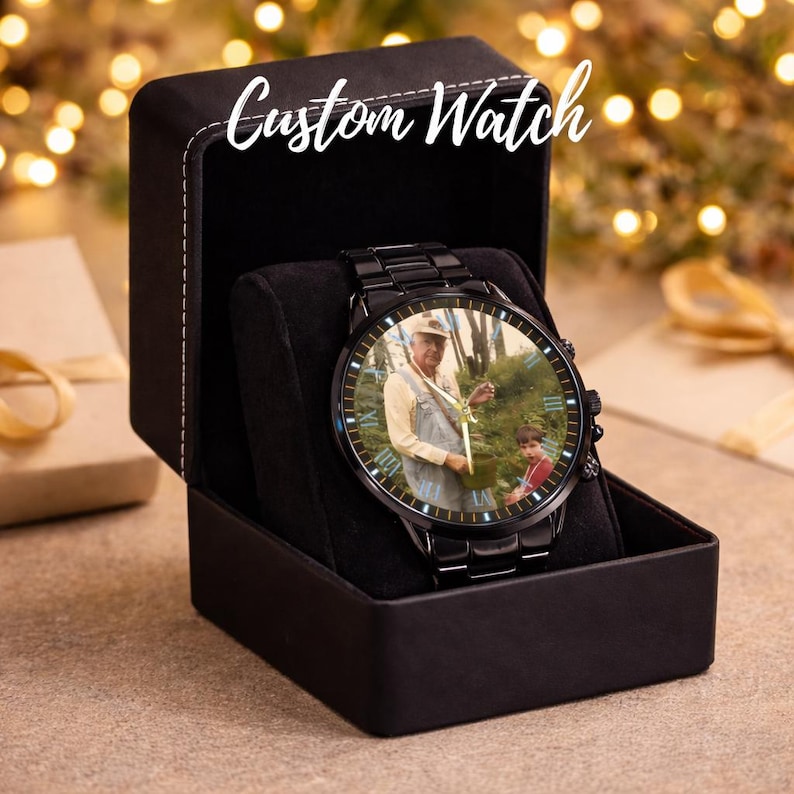 Personalized Watch with Picture – Gift for Dad, Family Memory Timepiece