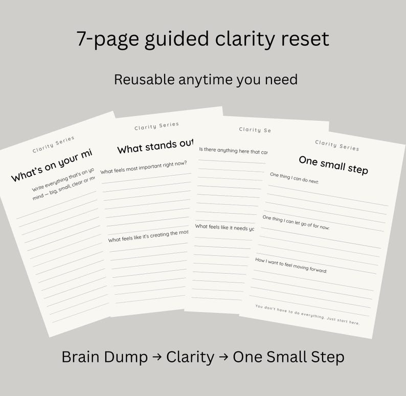 Clarity Brain Dump Printable, Mental Clarity Worksheet, Overthinking ...