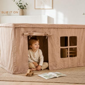 Tischdecke aus Leinen für Spielhäuser – Kindertischdecke für Spielhäuser