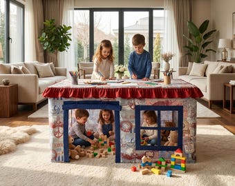 Capa para casinha de brincar de mesa infantil – Toalha de mesa de algodão