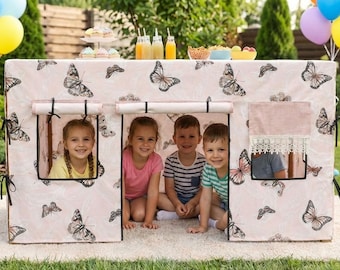 Butterfly Kids Table Playhouse Cover Custom Name Play Tent