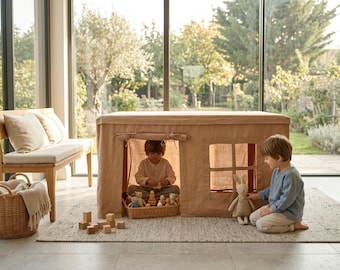 Toalha de mesa infantil com capa de linho para casinha de brincar – Toalha de mesa infantil para brincar
