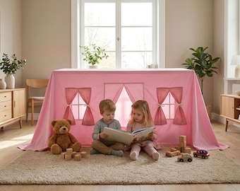Pink Kids Table Tent – Girls Tablecloth Playhouse Cover