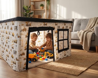 Tenda de mesa infantil para construção – Toalha de mesa de musselina para casinha de brincar