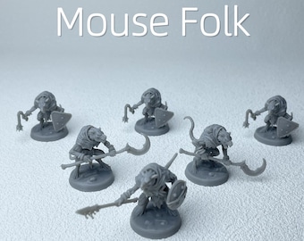 Miniaturas de monstruos rata de alcantarilla DND - Pack de 6 figuras impresas en 3D para pintar, ideales para juegos de rol y guerra (base de 25 mm)