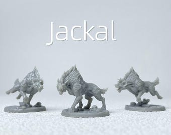 Miniaturas de Lobo Jackal DND - Pack de 3 modelos impresos en 3D para pintar, ideales para juegos de rol de mesa y juegos de guerra (base de 25 mm)