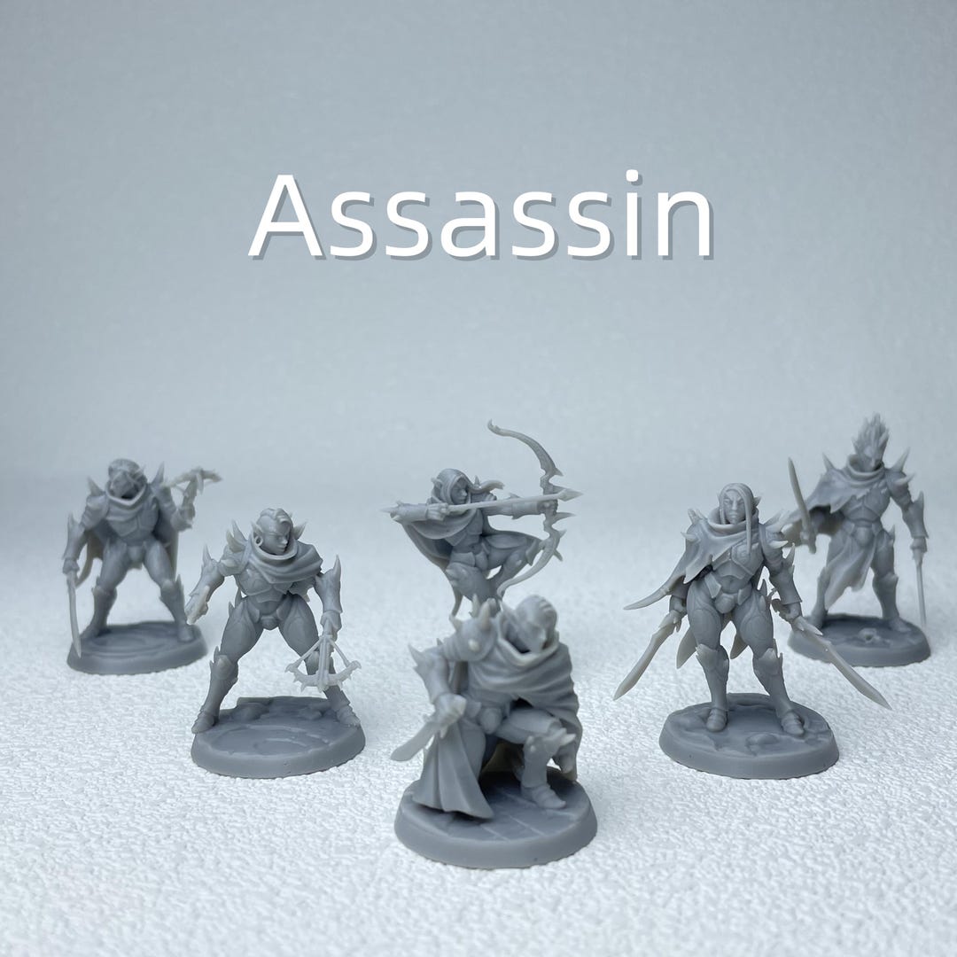 DND Assassin Slayer Bandit Miniatures Models - 6 Pack Paintable 3D ...