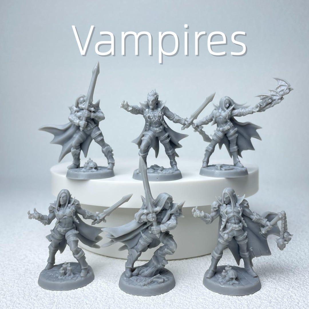 Vampire Player Model DND Vampires Undead Monsters Miniatures Models - 6 Pack Paintable 3D ...