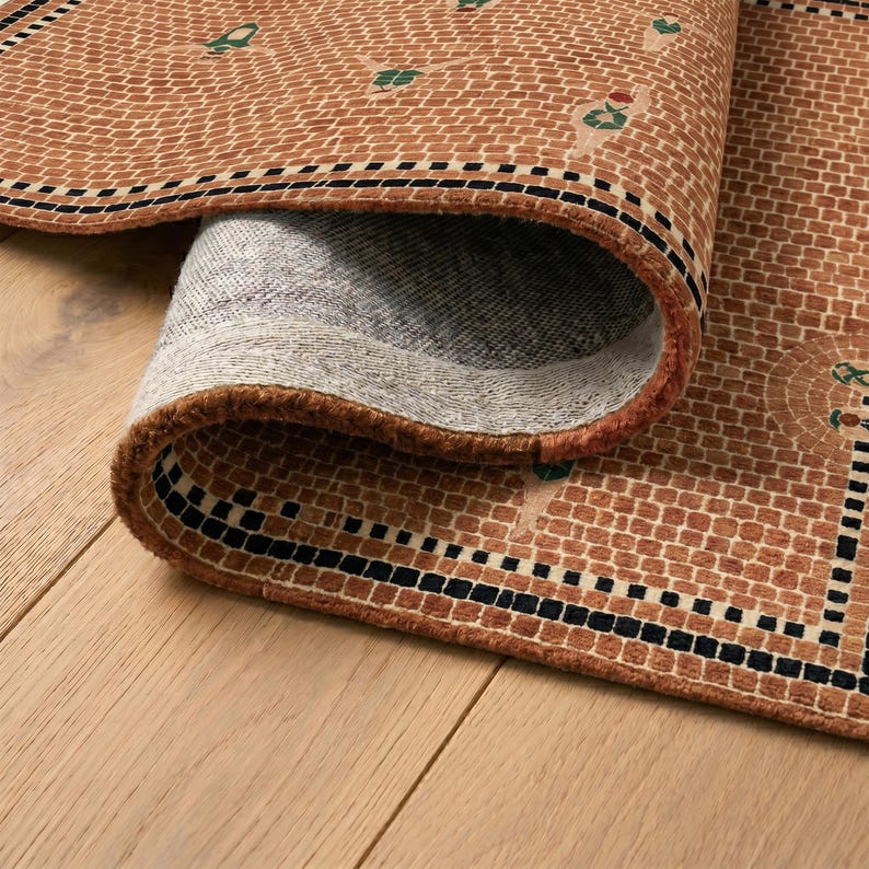 Swimming Pool Tufted Rug, Terracotta Handmade Swimmer Wool Area Rugs - Etsy