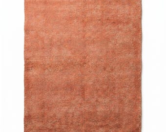 Alfombra de terracota maciza con mechones, moderna, hecha a mano, de lana, 8x10 y 9x12.