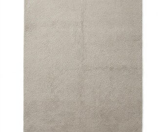 Alfombra de lana moderna minimalista color beige ceniza tejida a mano para sala de estar.