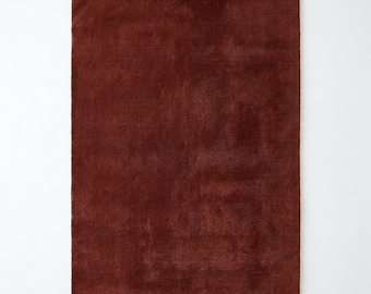 Alfombra sólida color terracota óxido, tejida a mano en lana, tamaño 8x10 para sala de estar.