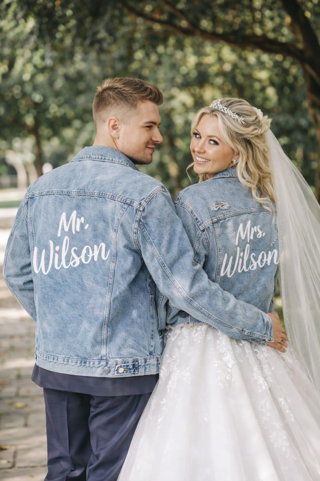 Personalized Mr and Mrs Denim Jackets, Custom Wedding Couple Matching ...