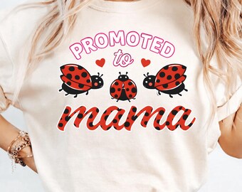 Befördert zu Mama PNG, niedliches Marienkäfer-Oma-Design, neue Oma-Ankündigungsgrafik, Großmutter-Geschenk Clipart-Kunst (Digitaler Download)