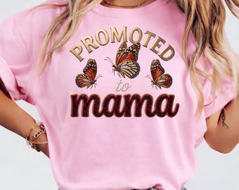 Fördert Mama PNG, Schmetterling Neue Mom Design, Schwangerschaftansage Grafik, niedliche Mutter Geschenk Clipart Art, (digitaler Download)