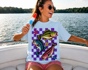 Angler-Baß PNG, buntes Fisch-Geschenk PNG, Angler-Shirt PNG, See-Angel-T-Shirt PNG, Retro Fisch-Kunst png (Digitaler Download)