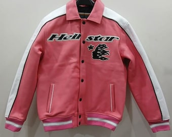 Avirex Hellstar Pink Leather Varsity Jacket - Limited Edition Style Jacket