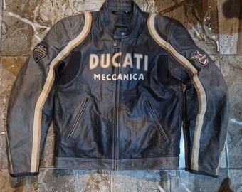 Ducati meccanica leren jack voor heren zwart toerjack van textiel