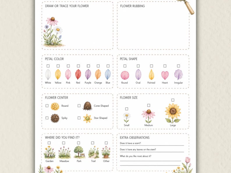 Flower Observation Worksheets.pdf Flower Observation Worksheet | Printable Botanical Study Guide ...