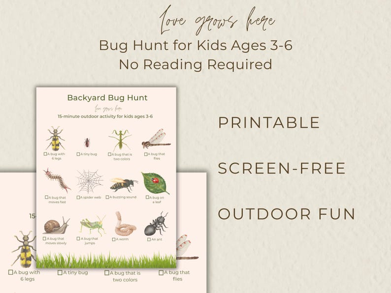 Bug Scavenger Hunt for Kids | Backyard Bug Hunt Printable | Preschool ...