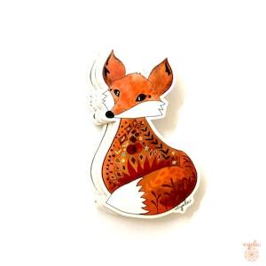 Sun Fox Sticker - foxes, fox love - fox stickers, fox lover, 3 inch vinyl, sticker for water bottle or laptop, weather-resistant