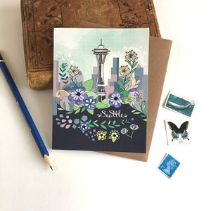 Seattle Card - Space Needle-wenskaart, papierwaren Washington City Cards