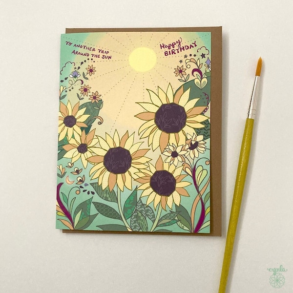 Sunflowers Greeting Card - flower birthday card sun birthday sunflower card beautiful sunflowers floral card yellow gardener birthday sunny