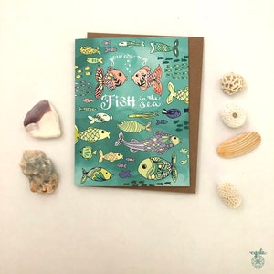 Cartão de peixe de amor - cartão de peixe no mar, cartão de dia dos namorados, cartão de amor, cartão de amor, alma gêmea