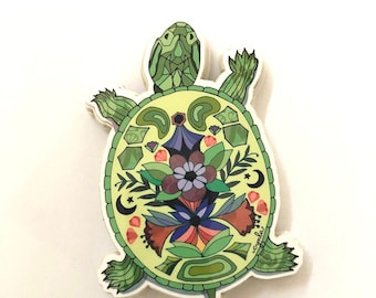 Turtle Sticker - box turtles - turtle stickers, turtle lover, 3 inch vinyl, sticker for water bottle or laptop, weather-resistant, pond