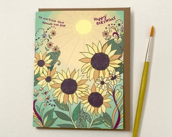 Sunflowers Greeting Card - flower birthday card sun birthday sunflower card beautiful sunflowers floral card yellow gardener birthday sunny