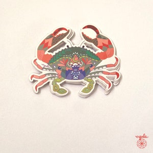 Red Crab Sticker - crab stickers, 3 inch vinyl, crabby, cancer gift zodiac, beach, sea ocean lover gift sticker for water bottle or laptop