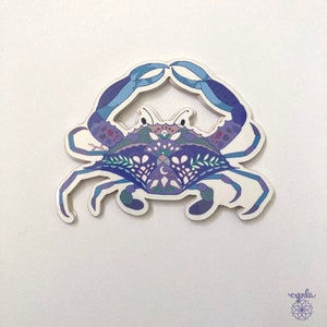 Blue Crab Sticker - crab stickers, 3 inch vinyl, crabby, cancer gift zodiac, beach, sea ocean lover gift sticker for water bottle or laptop