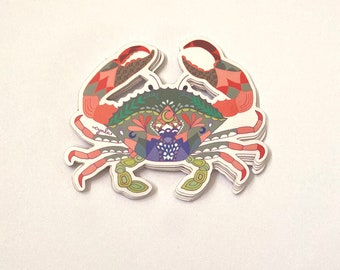 Red Crab Sticker - crab stickers, 3 inch vinyl, crabby, cancer gift zodiac, beach, sea ocean lover gift sticker for water bottle or laptop